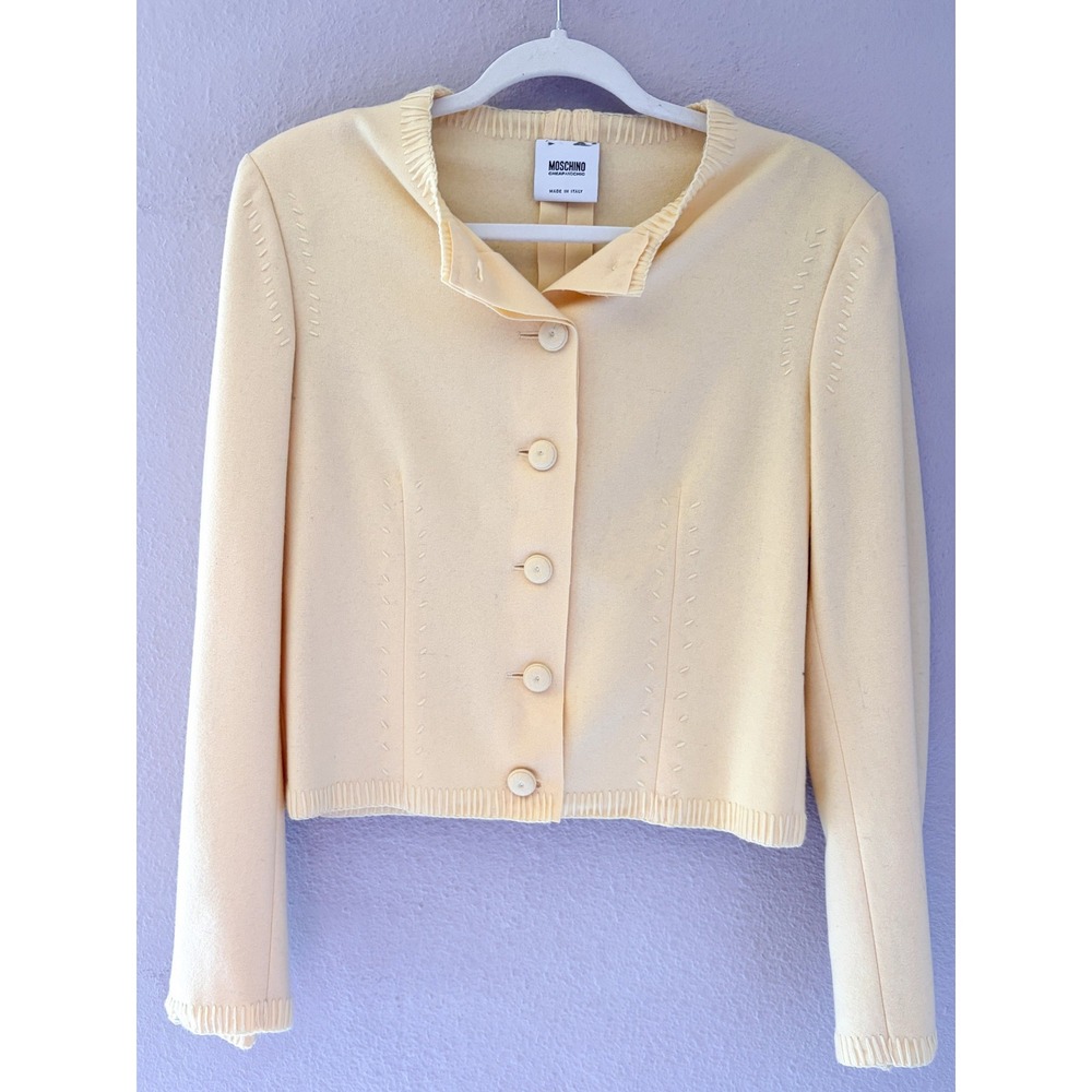 Moschino Cheap and Chic Yellow Wool Blend Jacket Cardigan‎ Made in Italy Sz 10
